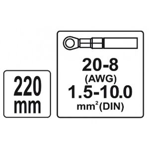 Konektorové  kliešte 220 mm, priemer 1,5-10 mm